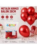 Egonex Gemar Gm-110-53 ( Metalik & Kırmızı ) Balon ( 11 & 28cm & 100pcs )*1x50