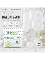 Egonex Gemar Gm-90-01 ( İç Mekan & Beyaz ) Balon ( 10 & 26cm & 100pcs )*1x100