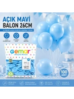 Egonex Gemar Gm-90-09 ( İç Mekan & Açık Mavi ) Balon ( 10 & 26cm & 100pcs )*1x100