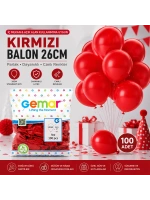 Egonex Gemar Gm-90-45 ( İç Mekan & Kırmızı ) Balon ( 10 & 26cm & 100pcs )*1x100