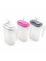 Egonex Güzel Plastik G-020 ( Şeffaf Plastik ) Oval ( Yayık ) Sürahi ( Renkli Kapak )*24=k