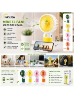 Egonex Hasuba Hs-287 Mini El Fanı ( Usb To Typc-e Şarjlı ) ( 3 Kademe Hız Ayar) ( M.üstü Ayaklı ) Vantilatör Renkli*144