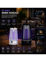 Egonex Hasuba Hs-374 ( Usb Şarjlı & 2 Renk Işık ) ( Asma Aparat & Sessiz Çalışma ) Uv Işıklı Sinek Kovucu*100