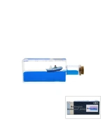 Egonex İBİCO İ12-224 (MAVİ SU) (GEMİ & ADA) (DİKDÖRTGEN MİKA ŞİŞE) YÜZEN BATMAYAN (DEKORATİF BİBLO AKVARYUM)(4.2X6.4X17CM)*48