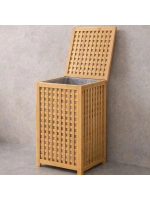 Egonex İbico İ21-152 ( Kalın Ahşap Bambu ) Kirli Çamaşır Sepeti ( Kumaş Çantalı ) ( Sepet=40x40x58cm )*5
