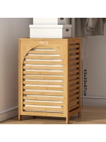 Egonex İbico İ21-153 ( Kalın Ahşap Bambu ) Kirli Çamaşır Sepeti ( Kumaş Çantalı ) ( Sepet=43x33x67cm )*4