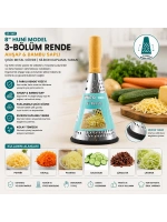 Egonex İBİCO İ22-050 ( 8 ) ( HUNİ MODEL & 3-BÖLÜM ) ( AHŞAP & BAMBU SAPLI ) ( ÇELİK METAL ) RENDE ( SİLİKON KAPLAMA TABAN )*72