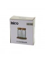 Egonex İbico İ22-132 ( 2pcs ) ( Bambu Kapaklı ) ( Cam ) Tuzluk & Biberlik & Baharatlık ( 120ml )*48