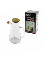 Egonex İbico İ22-149 ( 900ml ) ( Cam ) Yağdanlık ( Bambu Kapaklı & Ölçekli ) ( Cam Kulplu )*24=k