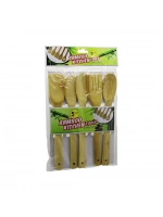 Egonex İbico İ22-194 Bamboo Kıtchen Tools (5pcs) (ahşap & Bambu) Mutfak Servis Seti (spatula=yan & Düz & Delikli & 2 Servis Kaşık) (27-27.5-28cm)*12x10