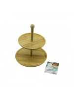 Egonex İbico İ22-228 ( Yuvarlak ) ( 2 Katlı ) Ahşap & Bambu Servis Sunumluk ( Çap: 20cm -- Çap:25cm )*12