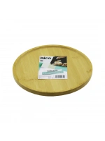 Egonex İbico İ22-234 ( Yuvarlak=24.5cm ) ( Ayaklı=4cm ) ( Kenarlı Yüzey ) Ahşap Bambu Sunum Tepsisi & Mini Sofra*24