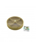 Egonex İbico İ22-262 ( Yuvarlak ) ( 4 Bölmeli ) (ahşap Bambu) Servis Sunumluk (çok Amaçlı Kutu) ( Çap: 22cm=24.9cm & D: 5cm ) (mika Pls. Kapak=kristal Pls.tutacak)*24