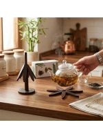 Egonex İbico İ22-320 Standlı=ağaç Model) ( 2pcs ) Ahşap Bambu ( Katlanır ) Nihale ( Yapraklı Çiçek Modeli= Çap: 20cm) )*36