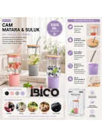 Egonex İbico İ22-349 ( Cam ) ( 1000ml ) Matara & Suluk ( Bambu Kapak & Sızdırmaz Silikonlu ) ( Çelik Pipet ) ( Koruyucu Silikon Altlık & Kılıf )*24