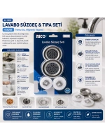 Egonex İbico İ22-427 ( 4pcs ) Lavabo Süzgeç & Tıpa Seti ( 2 Boy Süzgeç & 2 Boy Plastik Tıpa )*12x25