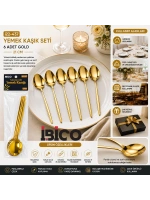 Egonex İbico İ22-437 ( 6pcs ) ( Gold ) Yemek Kaşık Seti ( 21cm )*10x10