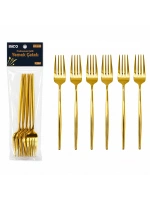 Egonex İbico İ22-438 ( 6pcs ) ( Gold ) Yemek Çatal Seti ( 21cm )*10x10
