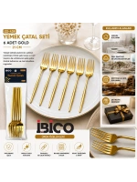 Egonex İbico İ22-438 ( 6pcs ) ( Gold ) Yemek Çatal Seti ( 21cm )*10x10