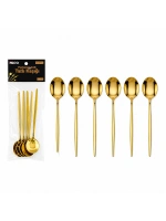 Egonex İbico İ22-439 ( 6pcs ) ( Gold ) Tatlı Kaşık Seti ( 13cm )*10x10