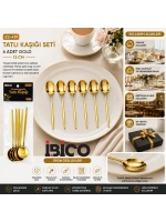 Egonex İbico İ22-439 ( 6pcs ) ( Gold ) Tatlı Kaşık Seti ( 13cm )*10x10