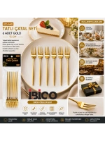 Egonex İbico İ22-440 ( 6pcs ) ( Gold ) Tatlı Çatal Seti ( 13cm )*10x10
