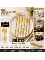 Egonex İbico İ22-441 ( 6pcs ) ( Gold ) Yemek Bıçak Seti ( 21cm )*10x10