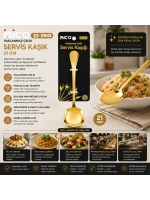 Egonex İbico İ22-443 ( 21cm ) ( Altın & Gold ) ( Metal ) ( Servis Kaşık )*12x10