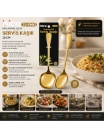 Egonex İbico İ22-445 ( 25cm ) ( Altın & Gold ) ( Metal ) ( Servis Kaşık )*12x10
