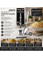 Egonex İbico İ22-446 ( 27cm ) ( Krom ) ( Metal ) ( Servis Kaşık )*12x10