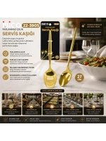 Egonex İbico İ22-447 ( 27cm ) ( Altın & Gold ) ( Metal ) ( Servis Kaşık )*12x10