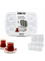 Egonex İbico K17-001 ( 6lı ) ( Çay Bardak ) Taşıma Aparatı ( Şeffaf Plastik )*24=k