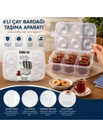 Egonex İbico K17-001 ( 6lı ) ( Çay Bardak ) Taşıma Aparatı ( Şeffaf Plastik )*24=k