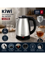 Egonex Kiwi Kk-3331 ( Çelik ) Kettle Elektrikli Su Isıtıcısı ( Paslanmaz Çelik Gizli Rezistans ) ( 360° ) ( 1.8lt ) ( 1500w )*8
