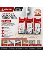 Egonex Medalyan Dl-39 ( No-3 ) ( 25pcs ) Çelik Çivili Kroşe *12x9