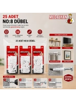 Egonex Medalyan Dl-47 ( No-8 ) ( 25pcs ) Dübel Beyaz & Plastik*12x9