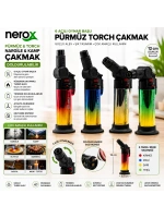 Egonex Nerox Nrx-9305 ( Metalize ) ( Oynar Başlı ) ( Pürmüz & Torch ) ( Nargile & Kamp ) Çakmak ( Doldurulabilir ) ( Ayakda Durabilir )*12x12