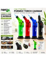 Egonex Nerox Nrx-9308 ( Oynar Başlı ) ( Pürmüz & Torch ) ( Nargile & Kamp ) Çakmak ( Doldurulabilir ) ( Ayakda Durabilir )*12x12