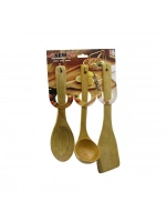 Egonex Newlife Clkn-2337 ( 3pcs ) ( Ahşap Bambu ) Mutfak Servis Seti ( Kaşık=27cm & Kepçe=27cm & Spatula=32cm )*72