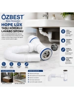 Egonex Özbest Hope ( Lüx Paslanmaz ) Taşlı Körüklü Lavabo Sifon*50