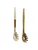 Egonex Pablıto Home Pbt-175 ( Silikon ) (makarna & Salata) (servis) Kaşık (ahşap Bambu Sap & Silikon Kılıflı) (31.5cm)*24x6