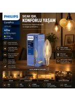 Egonex Phılıps-347267 00 Corepro ( 2700k & E14 ) ( 4.3w = 40w & E27 ) ( Led Filament & Rustik Ampul ) Lamba ( 470 Lumen ) ( Cam Gövde )*10=k