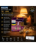 Egonex Phılıps Code-777739 00 (2 Pcs) (7w=60w & E27) (gold Color) (led Filament & Rustik Ampul) Lamba (806 Lumen) ( Cam Gövde )*6=k