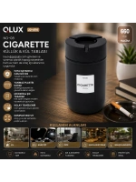 Egonex Qlux C-00570 ( 660cc ) ( Siyah Cam ) ( Siyah Plastik Kapak ) Küllük ( No-08 Cıgarette & Kül Tablası )*12=k