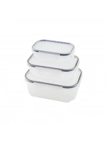Egonex Qlux L-00879-2 ( 3pcs ) Quick Sızdırmaz Saklama Kabı Seti (şeffaf Kap & Buğulu-contalı Kapak) ( 500-1000-1700ml)*16