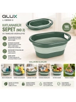 Egonex Qlux L-00959-3 ( No-2 ) ( 18lt ) ( Yeşil ) Katlanabilir Sepet*8=k