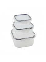 Egonex Quick Qlux L-00860-2 (3pcs= 400-800-1400ml) Sızdırmaz Saklama Kabı Set (şeffaf Pls.kap) (kilitli & Contalı & Buğulu Pls.kapak)*18=k