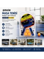 Egonex Şahin Tools Şht-361 ( Masa Tenisi ) ( Fileli ) Pinpon  Raket Seti ( 2pcs Raket & 3pcs Top & 1pcs File - Ayak )*50