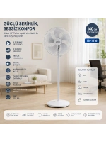 Egonex Sinbo Sf-6798 ( Beyaz ) ( 5 Pervane & 18 ) ( Ev & Ofis ) ( Kompakt & Sessiz & Üç Kademe) ( 140cm Yükseklik ) Ayaklı Vantilatör*1