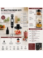 Egonex Sinbo Shb-7529 ( 2hız Ayar & Paslanmaz Çelik Bıçak ) El Multi Blender Seti ( 700ml Hazneli )*4
